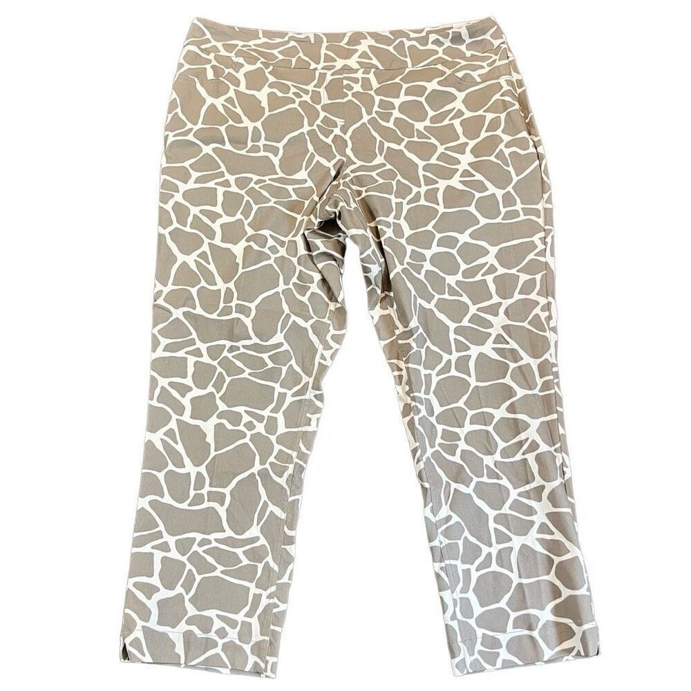 Slim-sation Animal Print Pull-on Twill Ankle Pants 22W